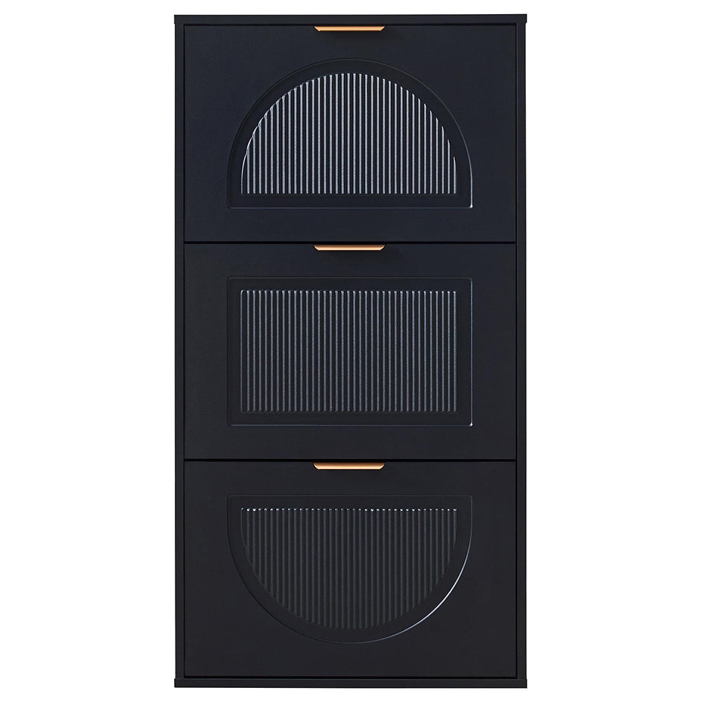 Armadio per scarpe stretto a 3 ante - Xylo - 60x24x114 cm - Nero
