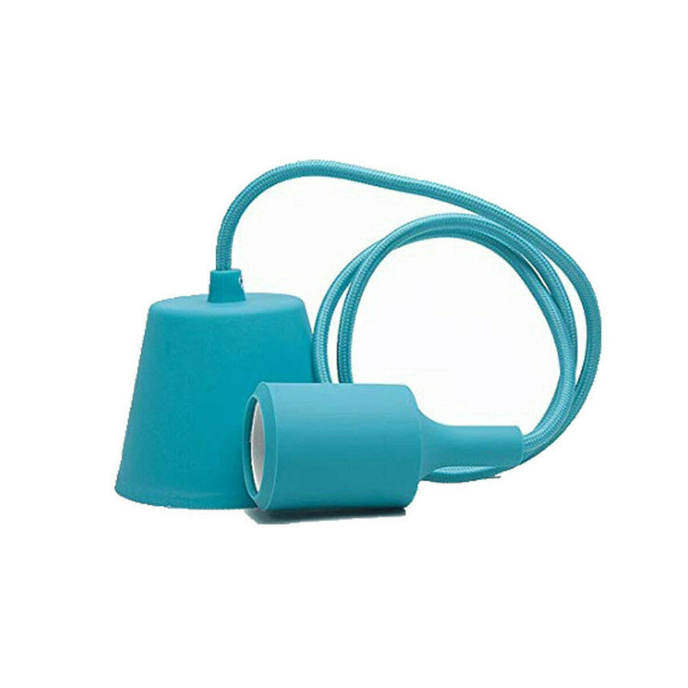 Trade Shop - Portalampada A Sospensione Pendente Lampadario Soffitto E27 Celeste Dt-j01 1 Mt -