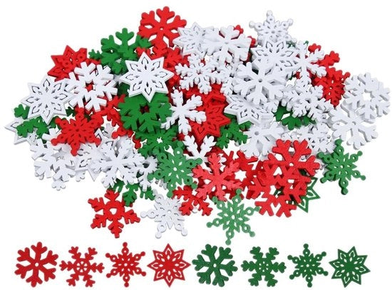 Decorazioni per Nafta - Fili di Legno a forma di Nevicata - 50 Pezzi - Accessori per Decorazioni - Album di Scrapbooking - Decorazione di Natale - Dimensioni 2,4 x 2,4 cm - Chiavi di Decorazione