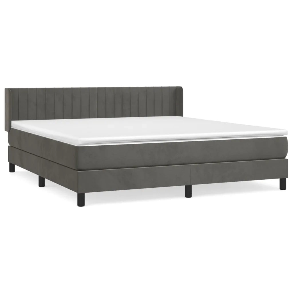 Giroletto a Molle con Materasso Grigio Scuro 160x200 cm Velluto 3131088