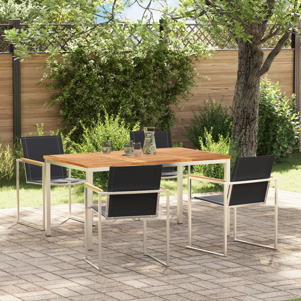 Set da pranzo da giardino  5 pezzi in legno massiccio di teak