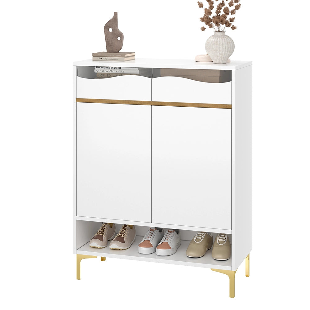 Scarpiere moderna con LED 16 colori - Xylo - 80??35??105 cm - Bianco - Design compatto con cassetti e ripiani