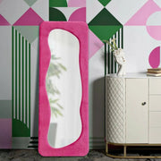 Specchio Casciago, Specchiera, Articolo d'arredo a muro, Decorazione con specchio, 40x4 h160 cm, Fucsia