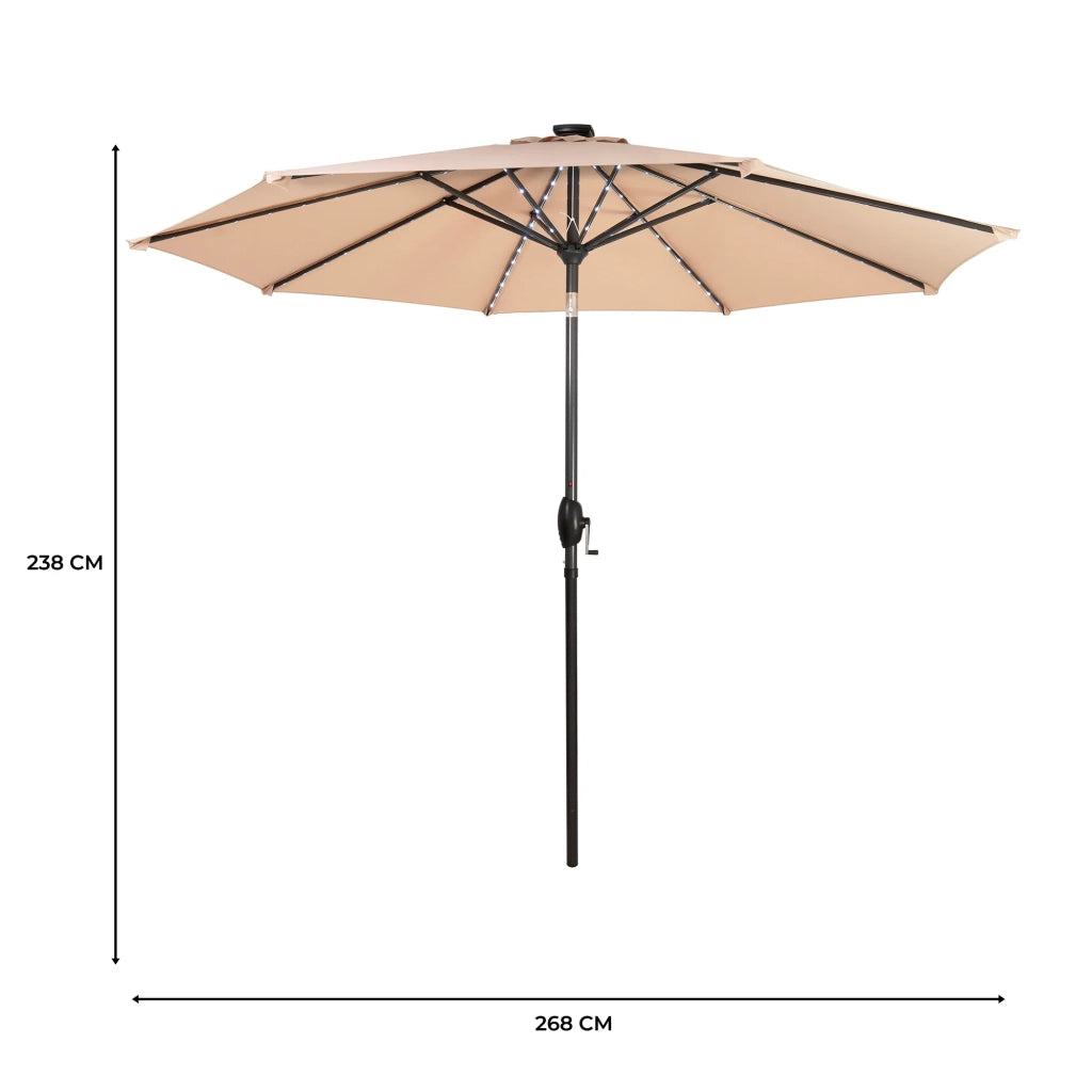 Ombrellone LED Inclinabile 2,7m Beige da Giardino con Luci Solari