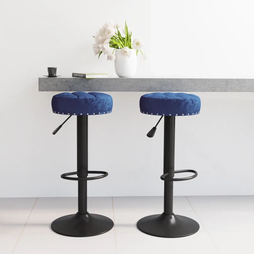 vidaXL Sgabelli da Bar 2 pz Blu in Velluto