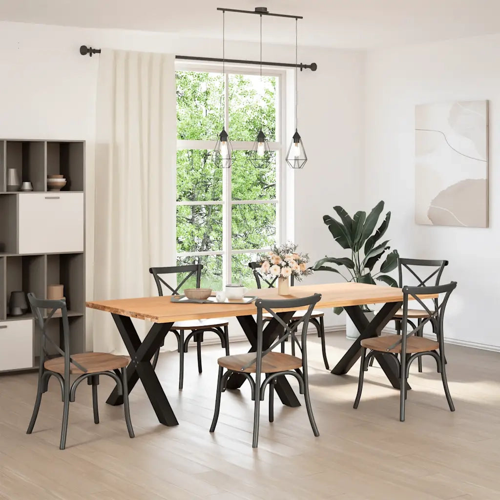 Gambe per tavolo da pranzo a forma di X 3 pz nere 90x(72-73) cm in acciaio