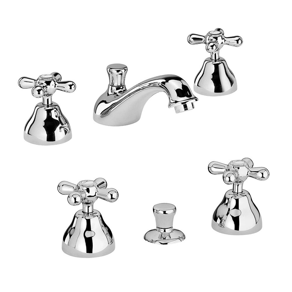Set rubinetti lavabo e bidet con manopole a tre fori cromo in stile classico Liberty Paini