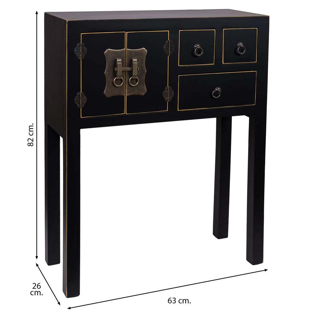 Mobile da ingresso in legno con 3 cassetti e 2 porte 63x26x82