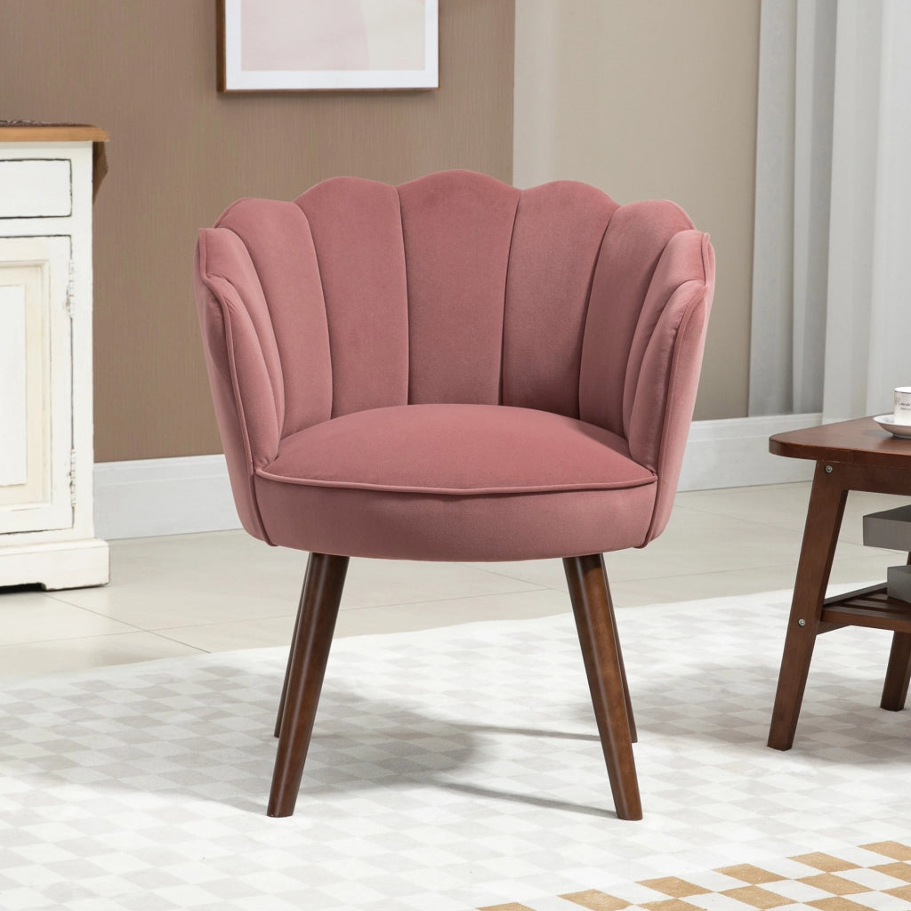 Poltrona relax a guscio con gambe in legno ¨C zephmum ¨C rosa velluto