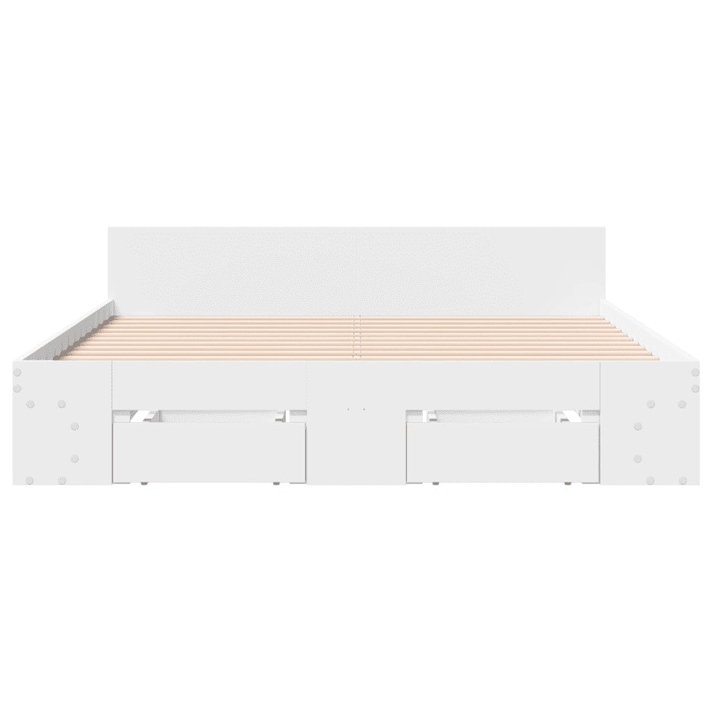 Giroletto con Cassetti Bianco 120x200 cm in Legno Multistrato 3280755
