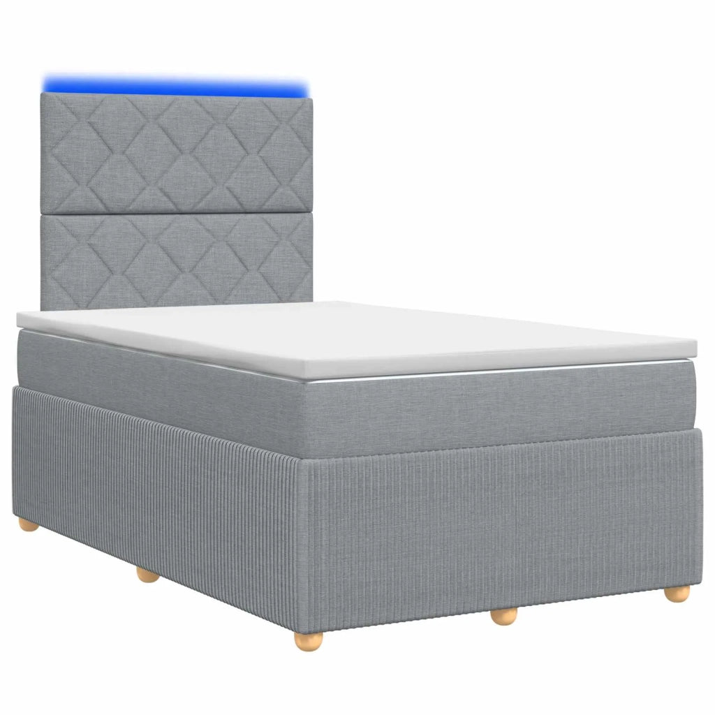 Letto Box Spring LED con Materasso Grigio Chiaro 120 x 200 cm 3455839
