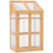 Mini serra in legno con finestra e doppia porta, 3 ripiani ¨C zephmum ¨C 70x50x120 cm, marrone