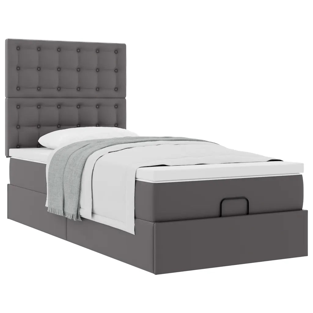 Letto Pouf con Materasso Grigio 90x190 cm Similpelle 3312979