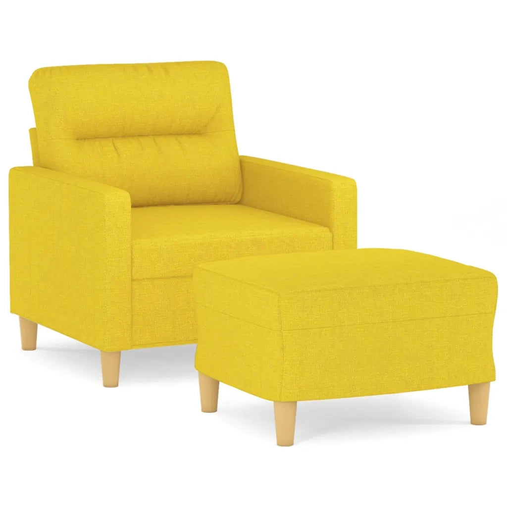Poltrona | Sedia Relax con Poggiapiedi Giallo Chiaro 60 cm in Tessuto