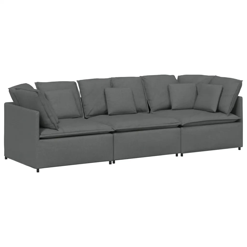Divano Modulare con Cuscini in Tessuto Grigio Scuro 3321268