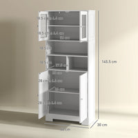 Credenza Cucina 60x30x145,5 cm con Armadietti e Vani a Giorno in Truciolare Bianco