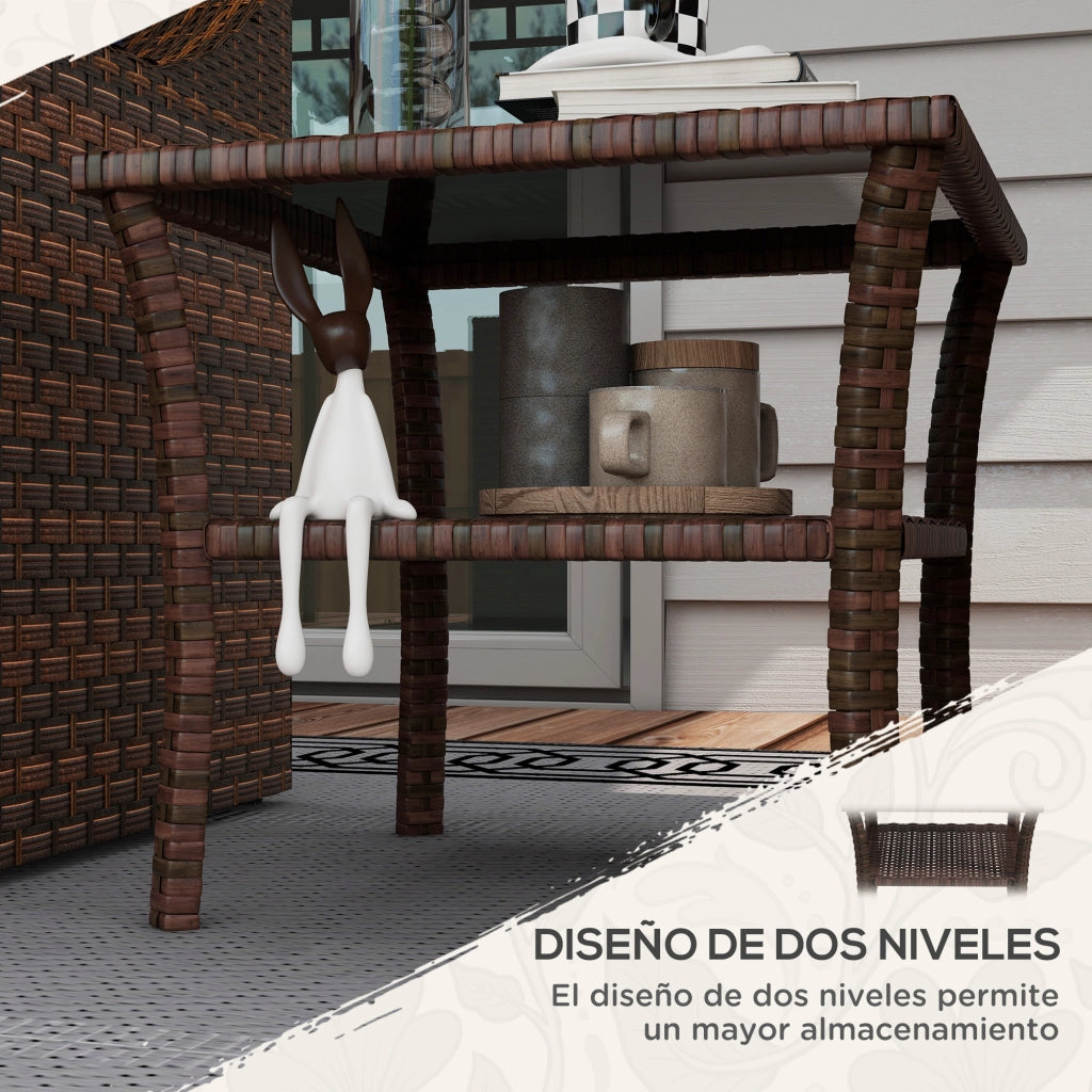 Tavolino da Giardino in Rattan ¨C zephmum ¨C Marrone 50x50x45 cm