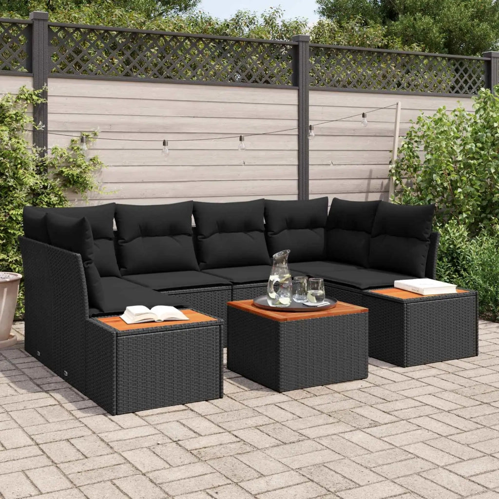 Set Divano da Giardino con cuscino 6 pcs Nero Poly Rattan 3356703