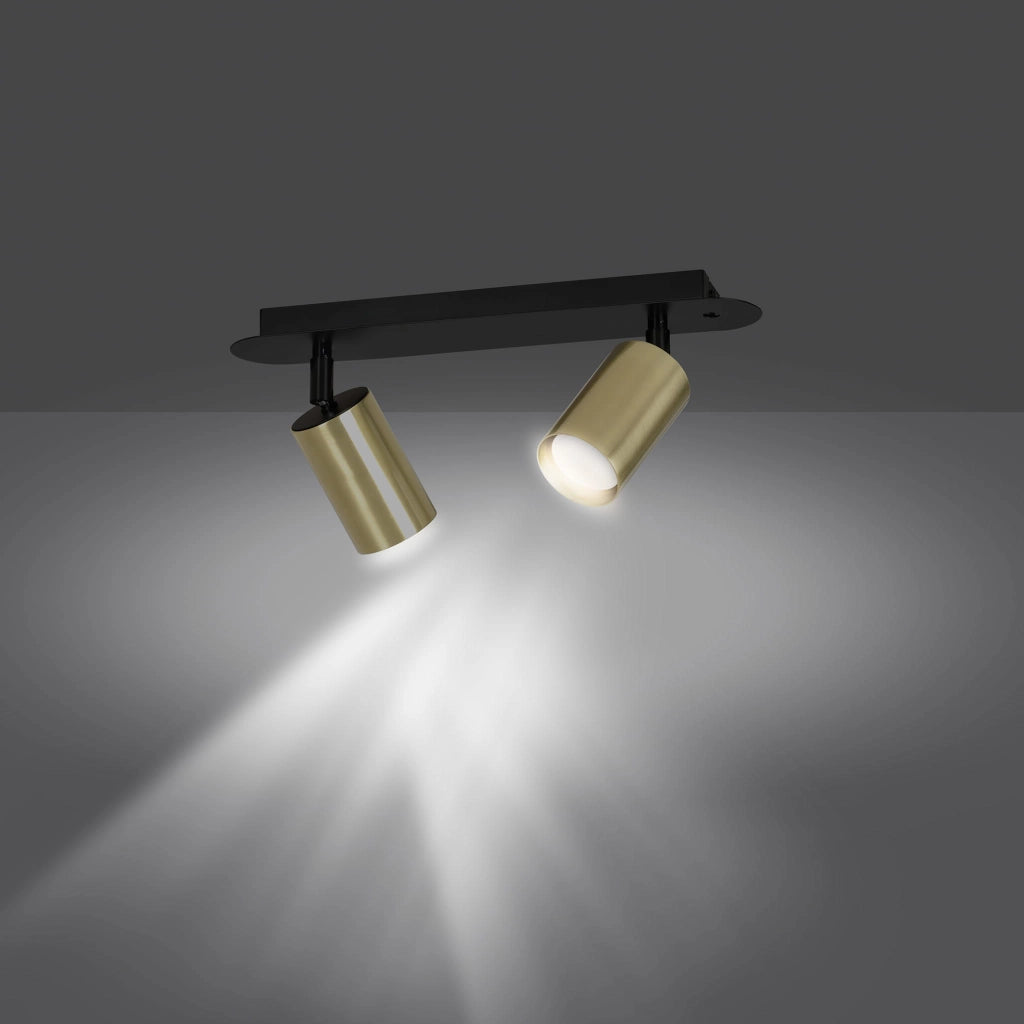 Plafoniera spot Emibig ZEN 2xGU10 barra orientabile nero ottone
