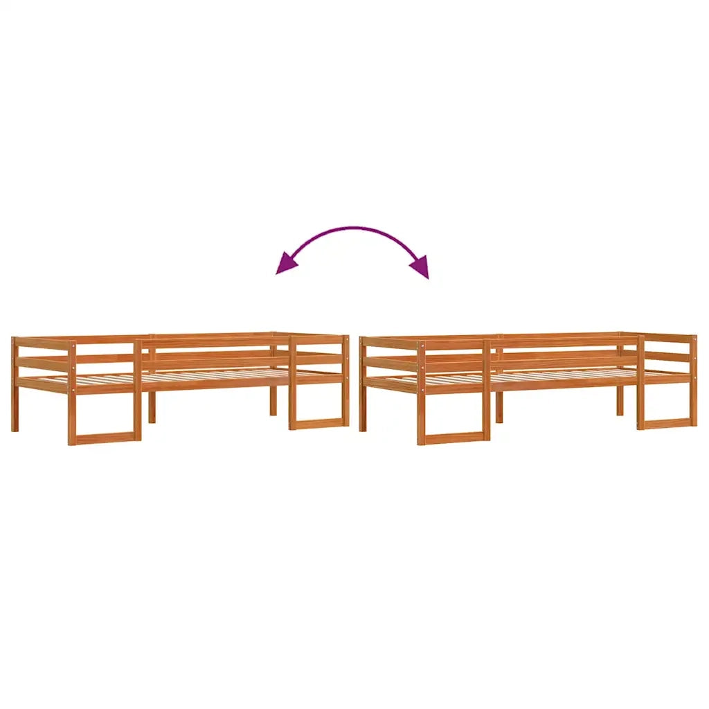 vidaXL Giroletto per Bambini Marrone Cera 80x200cm Legno Massello Pino