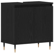 Mobile Lavabo | Armadio per Lavabo da Bagno Rovere Nero 58 x 33 x 60 cm