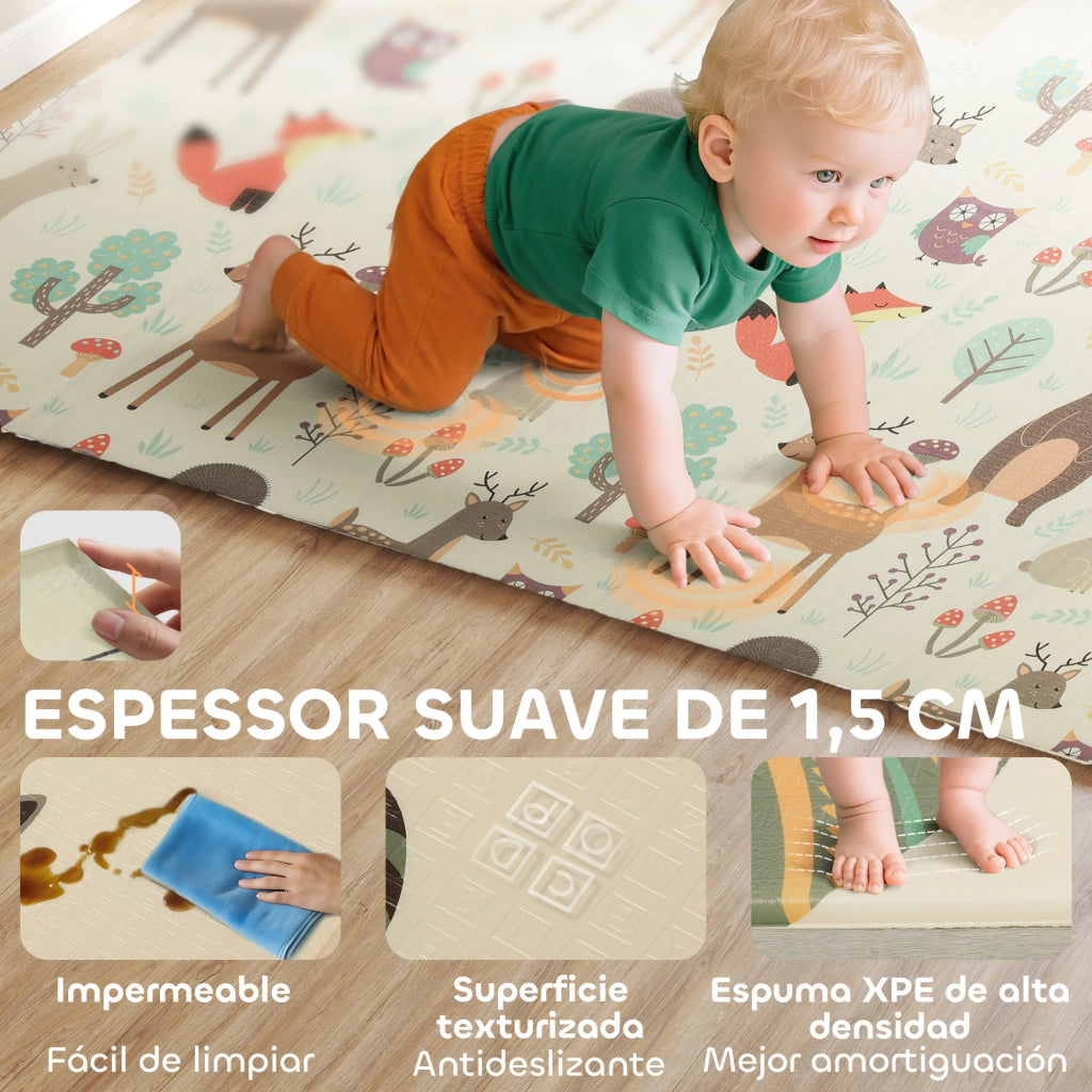 Tappeto Pieghevole Reversibile per Bambini ¨C zephmum ¨C 196x176x1,5 cm