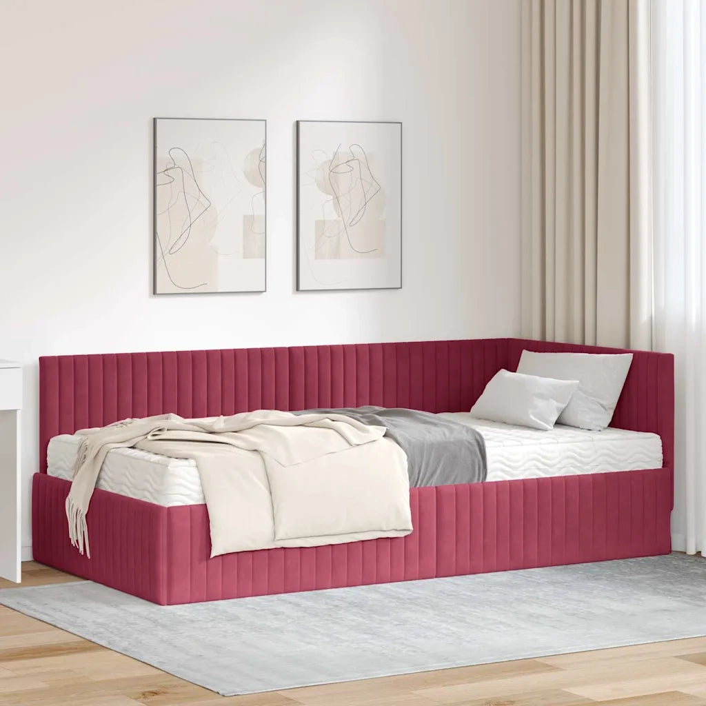 Struttura Letto Angolare con Materasso 2 pcs Verde Velluto 3393832
