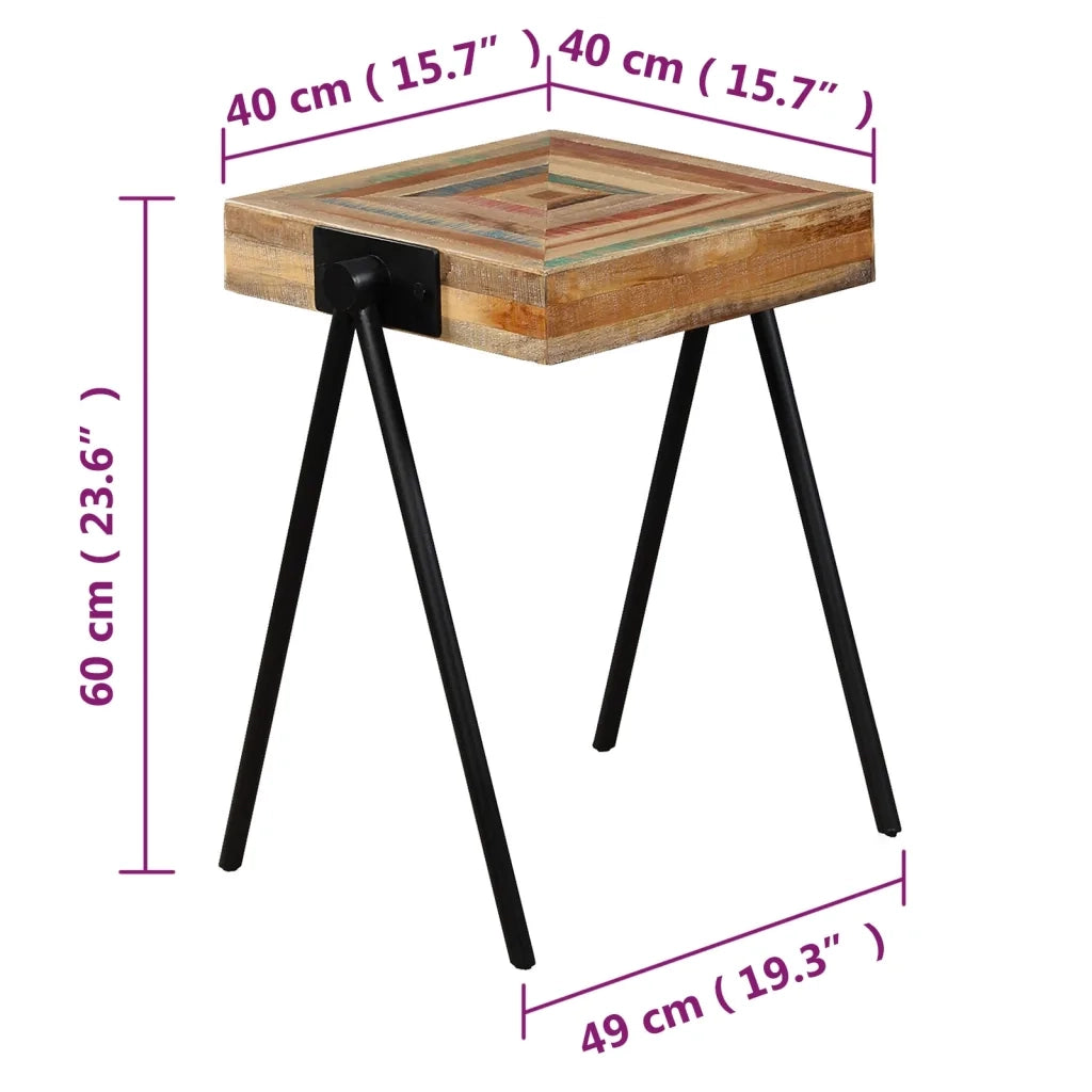 Tavolino Laterale-Tavolino da soggiorno-Tavolo in Legno Massello di Teak di Recupero