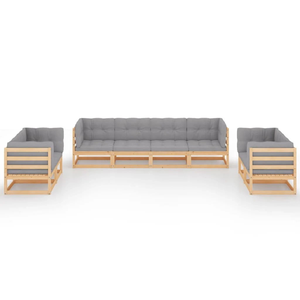 Mobili da giardino mobili da esterno Set di mobili da 8 pezzi con cuscini in legno di pino massiccio 02_0017534