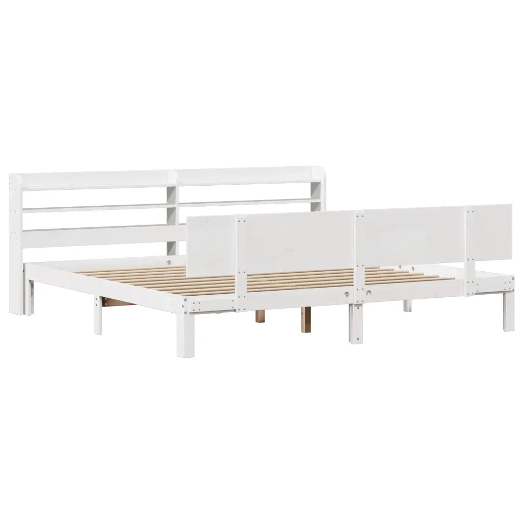 Giroletto con Testiera senza Materasso Bianco 200x200 cm