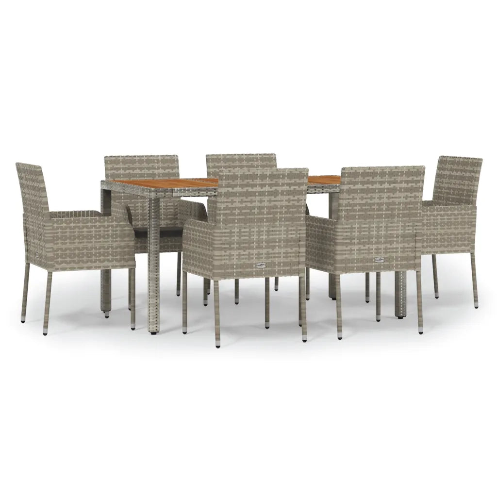 Set da Pranzo da Giardino 7 pz con Cuscini in Polyrattan Grigio 3185020