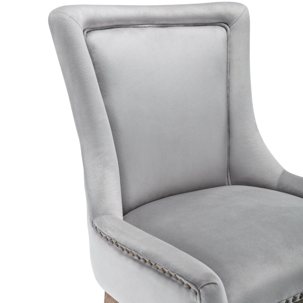 Sedia da Pranzo Imbottita in Velluto con Gambe in Legno Massello ¨C Xylo ¨C Grigio, Set 6 Pezzi