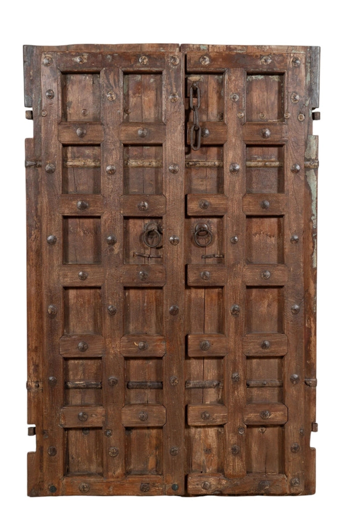 Biscottini Porta portone in legno massello e ferro da interno o da esterno vecchia e antica medievale scorrevole