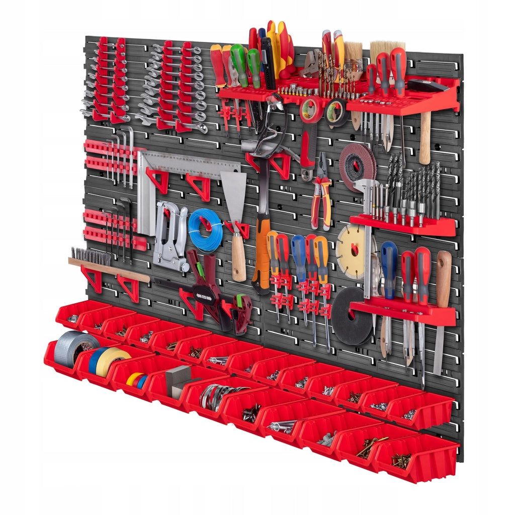 Pannello portautensili KADAX da parete per officina, 116x78 cm, 24 scomparti, 40 supporti, garage.