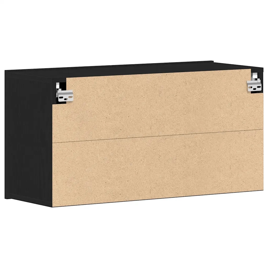 Mobile TV Rovere Nero 80x30x41 cm in Legno Massello 862196