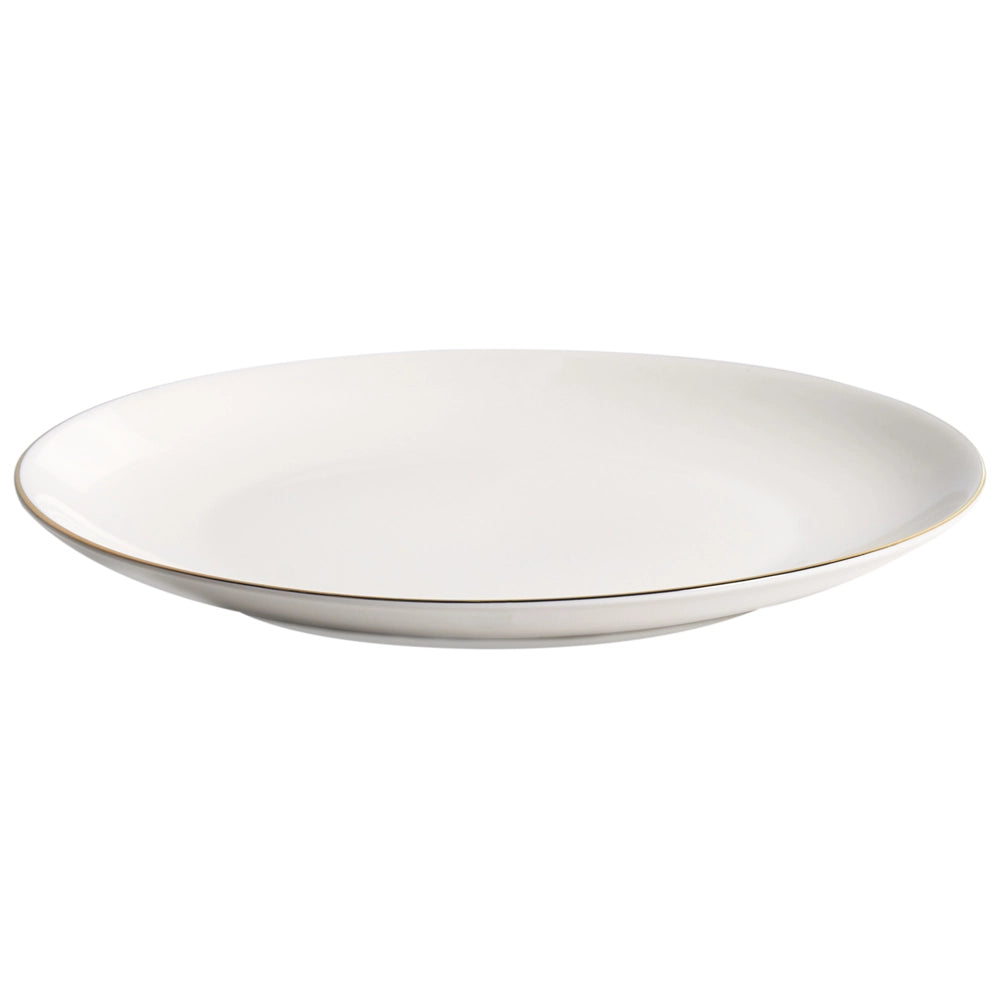 Set da 12 pezzi di servizio da tavola in porcellana bianco sporco con bordi decorati in oro e finitura smaltata trasparente – Per cucina e sala da pranzo