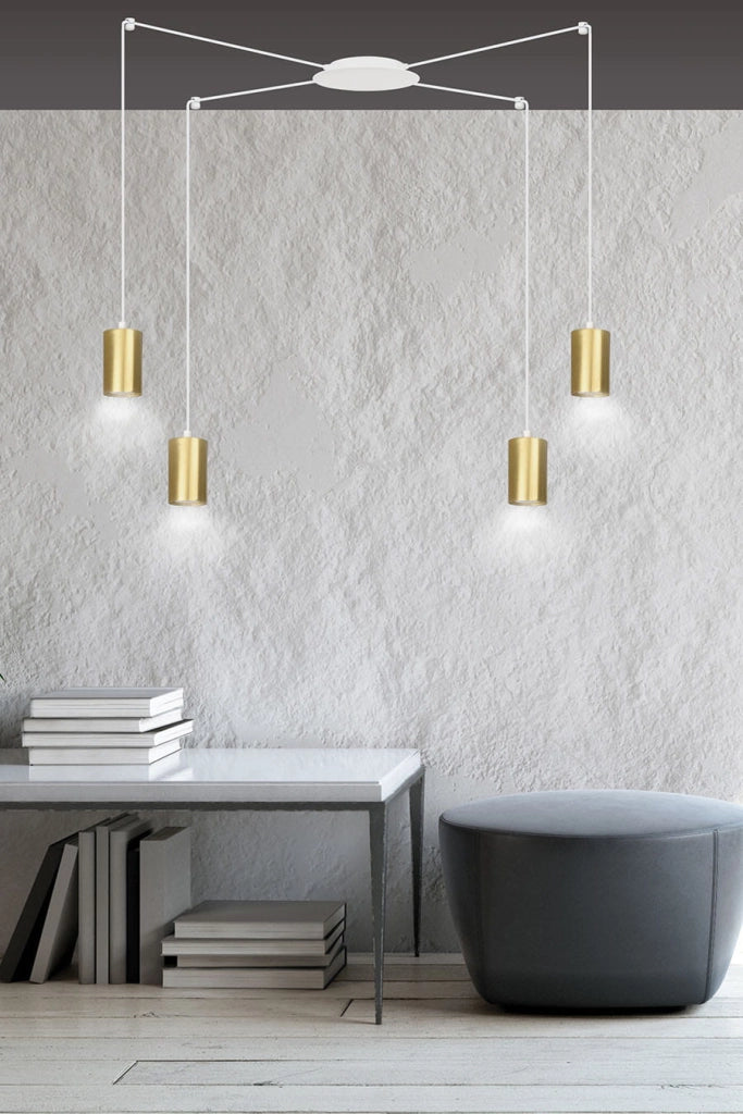 Emibig lampadario TRAKER 4xGU10 bianco/oro regolabile