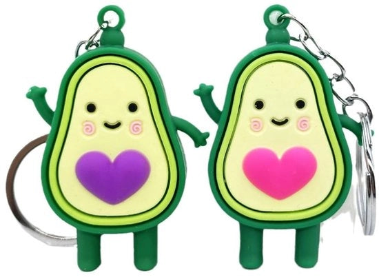 Sostegno per Chiavi Avocado - 2 Pezzi - Sostegno per Chiavi dell'Amicizia - Materiale PVC-Rubbero - Acciaio Inossidabile - Espressioni Carine - Sostegni per Chiavi