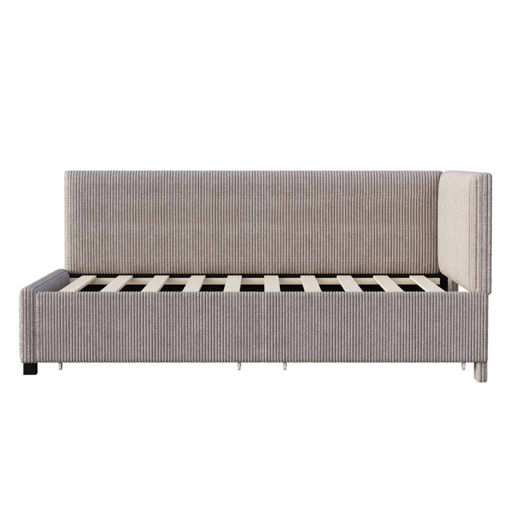 Divano letto 90x200 cm con 2 cassetti; rete a doghe; velluto grigio