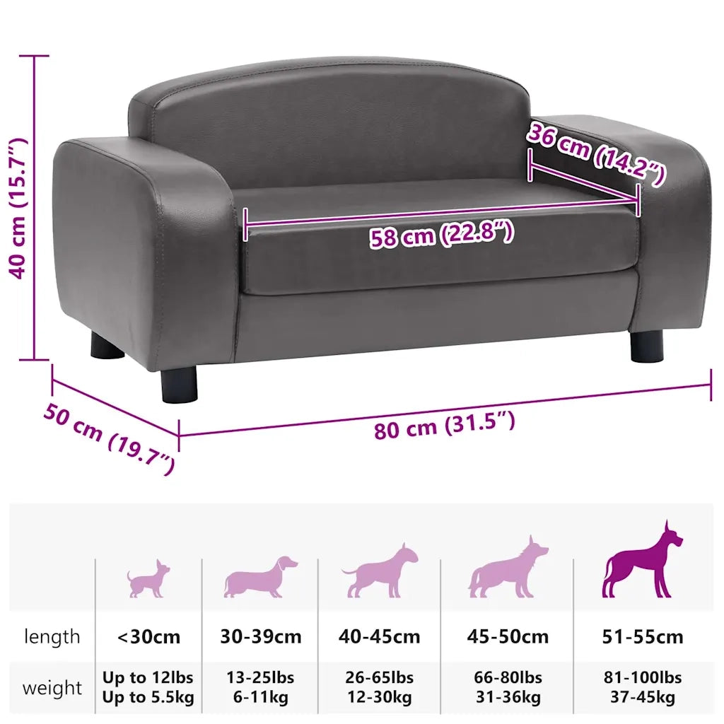 Divano per Cani Grigio 80x50x40 cm in Similpelle CFW7313833