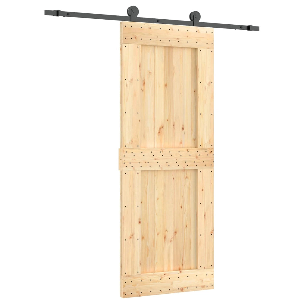 Porta scorrevole Naturale e Nero 80 x 210 cm 3444976