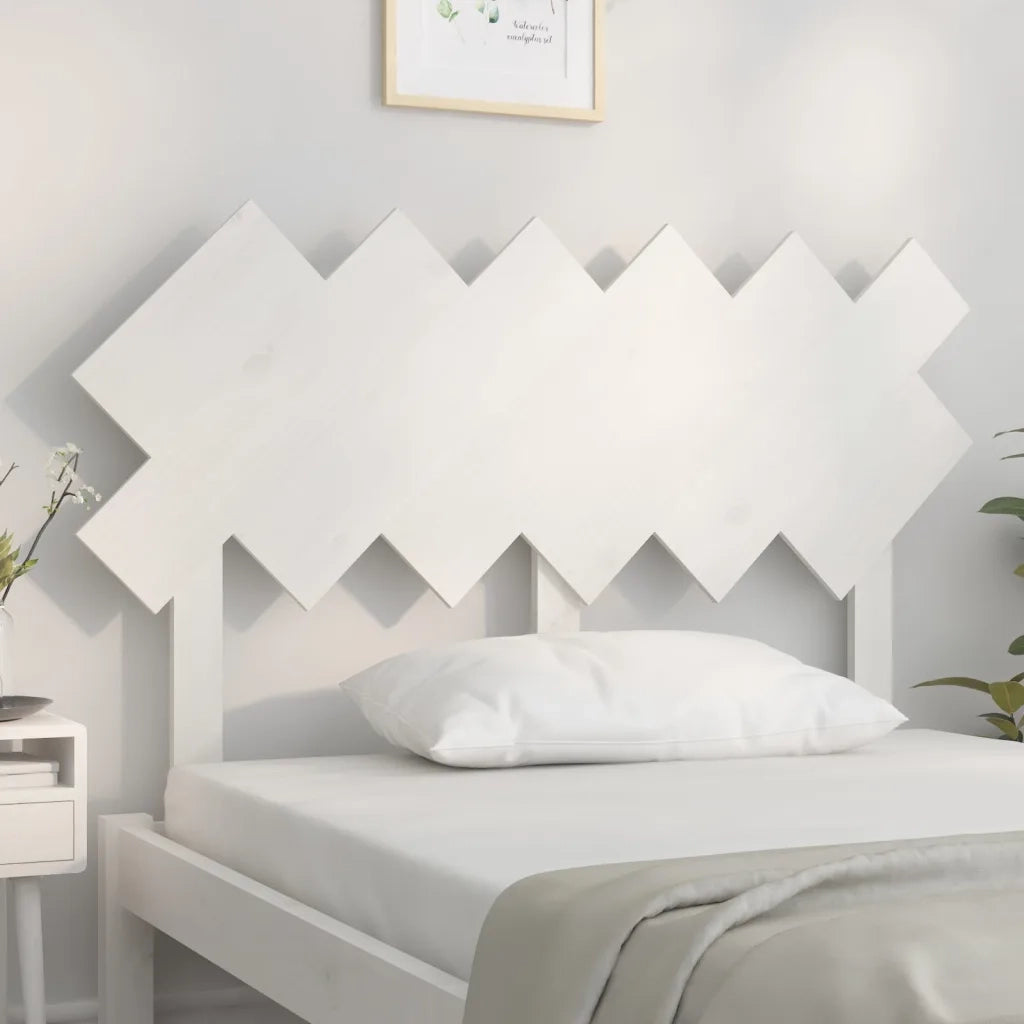 Testiera per Letto Bianca 122,5x3x80,5cm Legno Massello di Pino