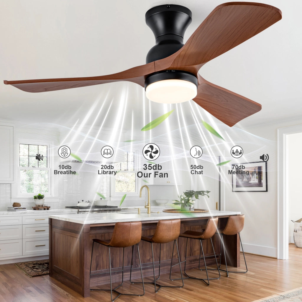 Ventilatore da soffitto 42 pollici con LED 3CCT; 3 pale ABS; motore DC reversibile; noce e nero