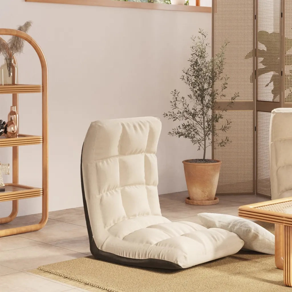 Sedia a Sdraio da Terra Pieghevole Crema in Tessuto CFW3750055