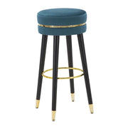 Sgabello da bar Paris ottanio e gold in velluto su gambe nere – H 74 cm