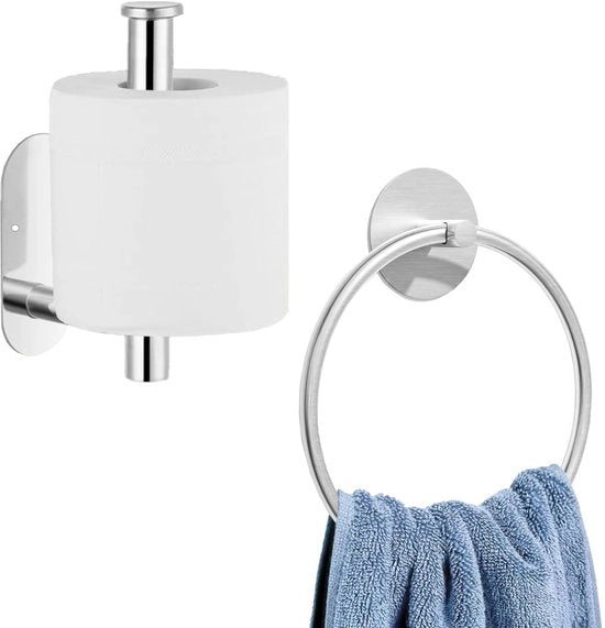 Supporto per carta igienica in alluminio, Supporto per carta igienica autoadesivo, Supporto per carta igienica in alluminio retrattile, Maniglia per asciugamano in alluminio senza perforazione autoadesivo in alluminio per bagno
