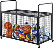 Carrello a Rulli 1150 x 610 x 912 mm per Palloni da Calcio, Cesta di Pallacanestro Chiusura, Set di Attrezzatura Sportiva per Interno ed Esterno, Carrello di Stoccaggio Rullante per Garage