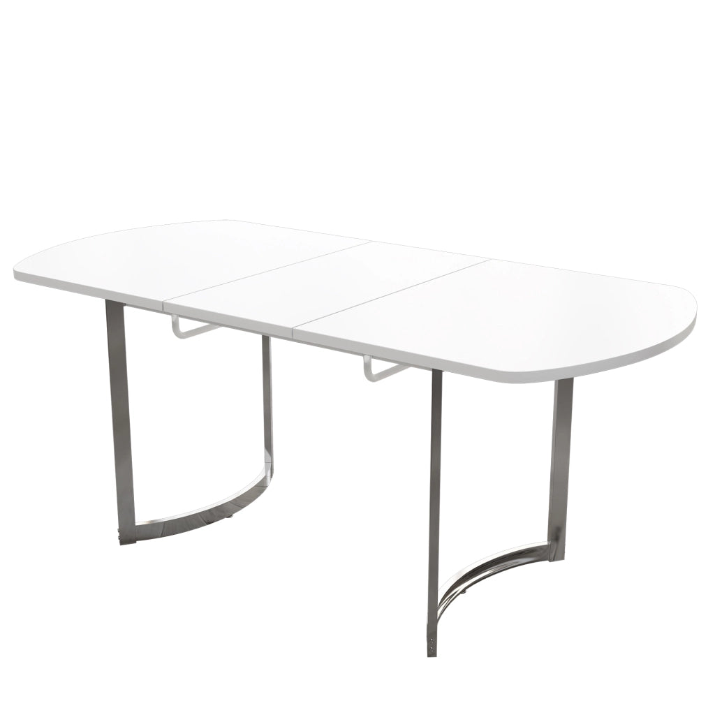 Tavolo da pranzo estensibile per 4-6 persone con piano scorrevole; struttura in lega ad alta resistenza; stile classico; bianco; 140 × 80 cm