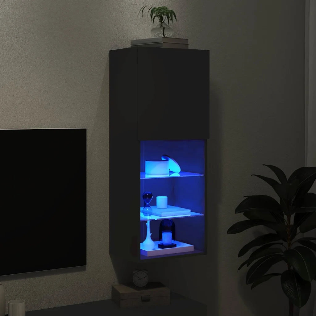 Mobile TV con Luci LED-Credenza TV-Console TV Nero 40,5x30x102 cm