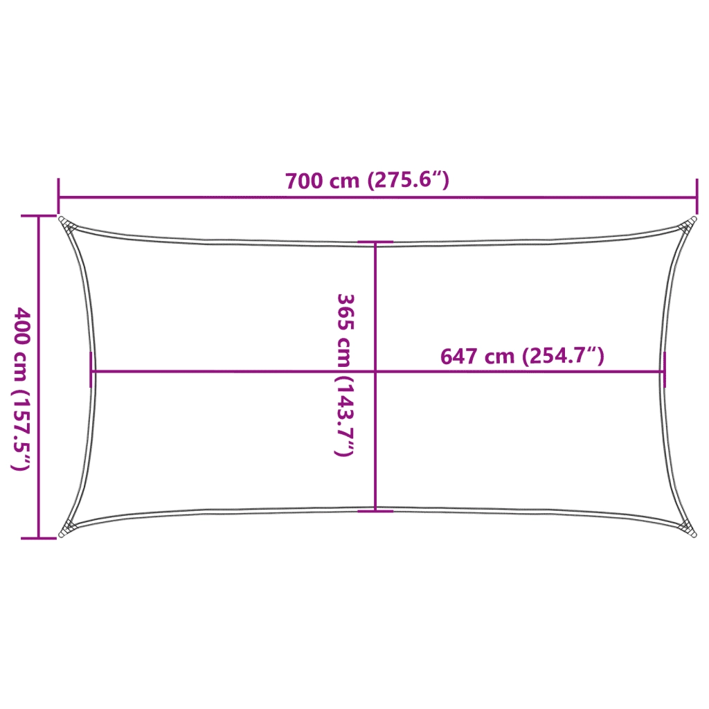 Vela Parasole Grigio Chiaro 7x4 m 100% Poliestere Oxford 4000553